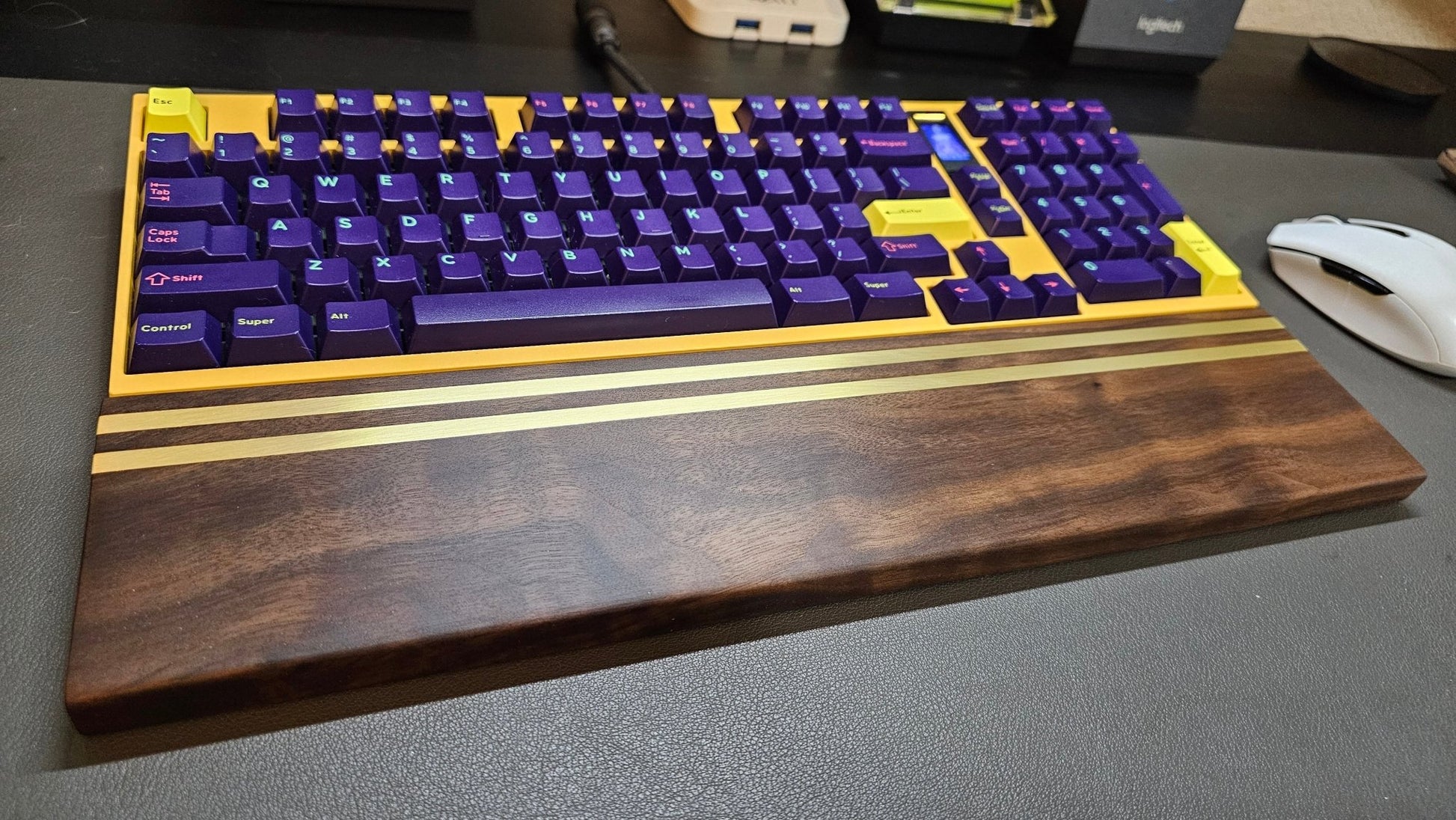 Metal Inlaid Wooden Keyboard Wrist Rest - Thaze Makes -