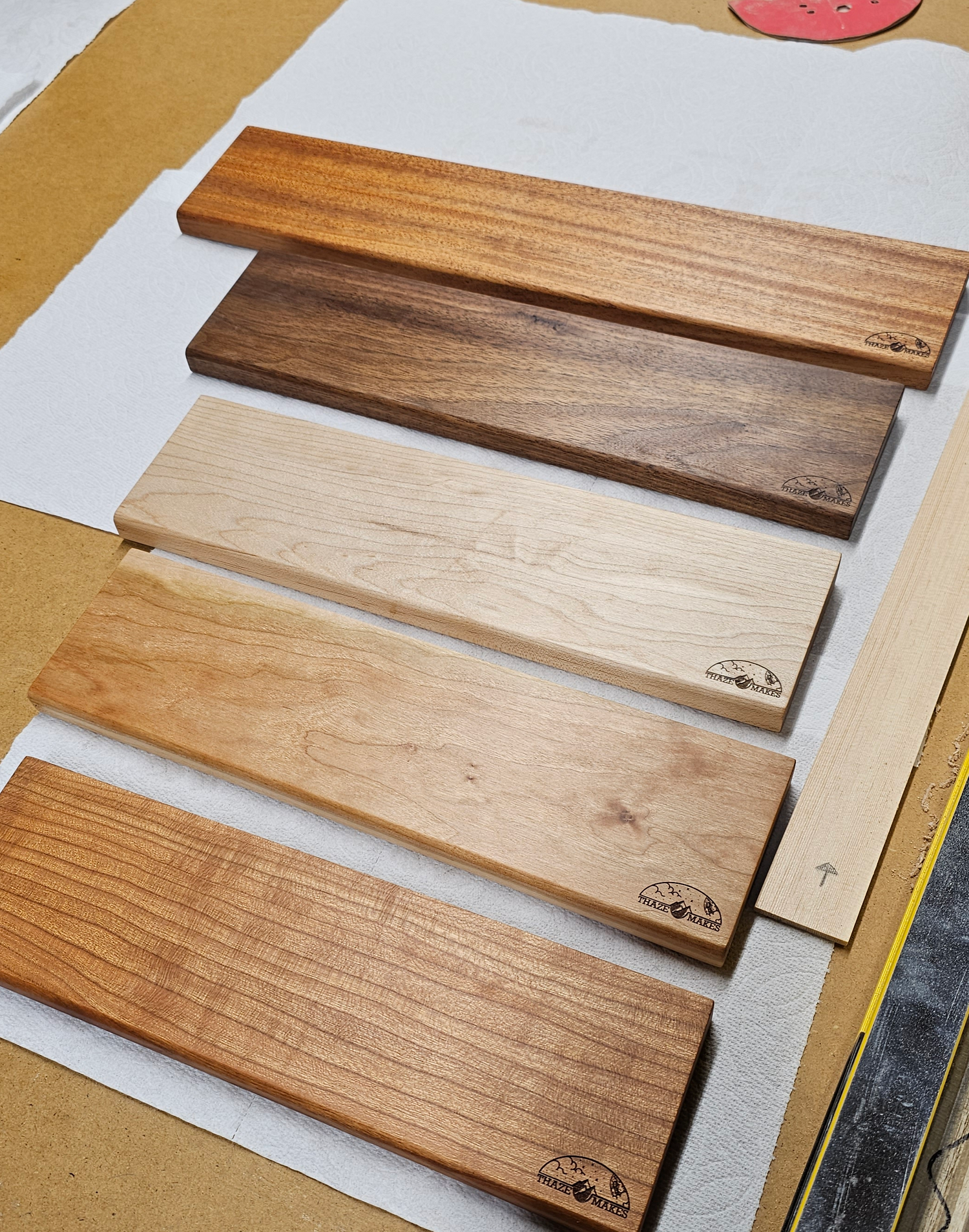 Cherry, Maple, and Black Walnut Wrist Rests For Mechanical Keyboards